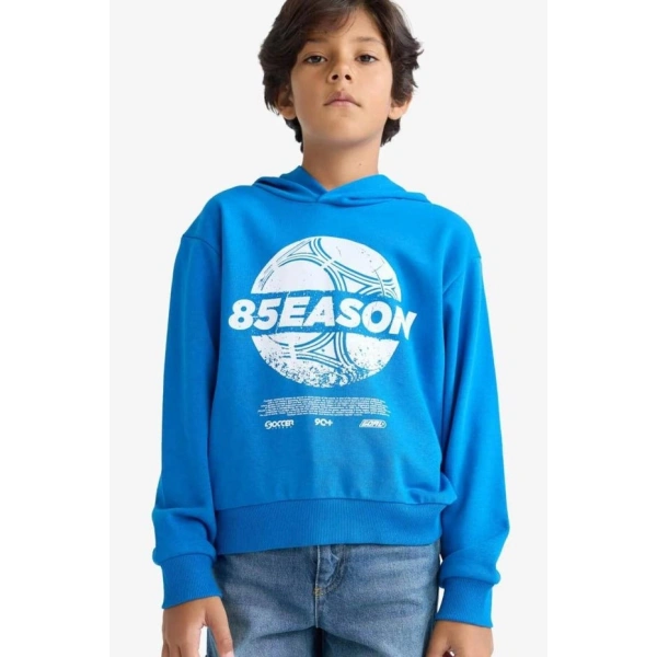 Defacto Kapüşonlu Baskılı Sweatshirt Erkek Çocuk