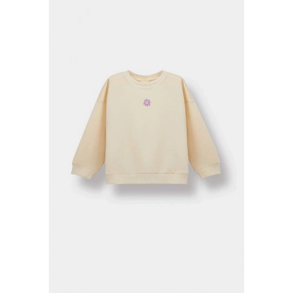 Defacto Kız Bebek Bisiklet Yaka Çiçekli Sweatshirt
