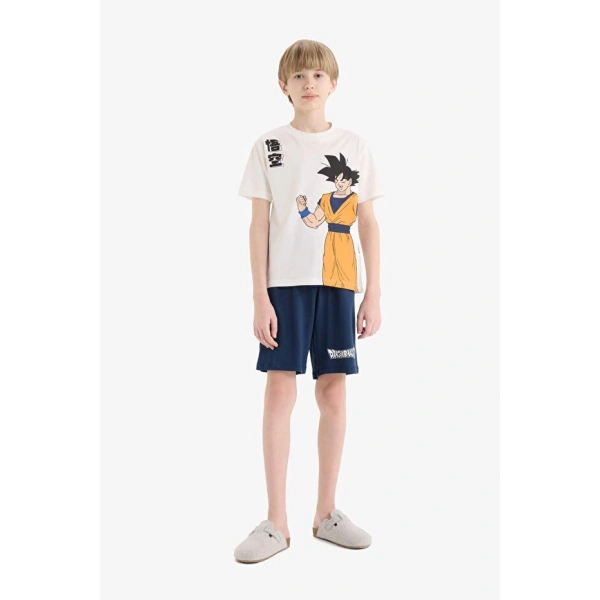 Defacto Regular Fıt Baskılı 2li Ekru Pijama Takımı Erkek Çocuk