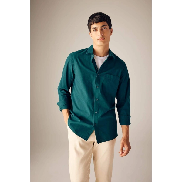 DEFACTO Regular Fit Poplin Uzun Kollu Gömlek
