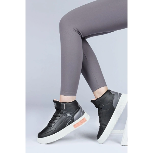 Jump Yüksek Bilekli Siyah Kadın Sneaker Günlük Spor Ayakkabı