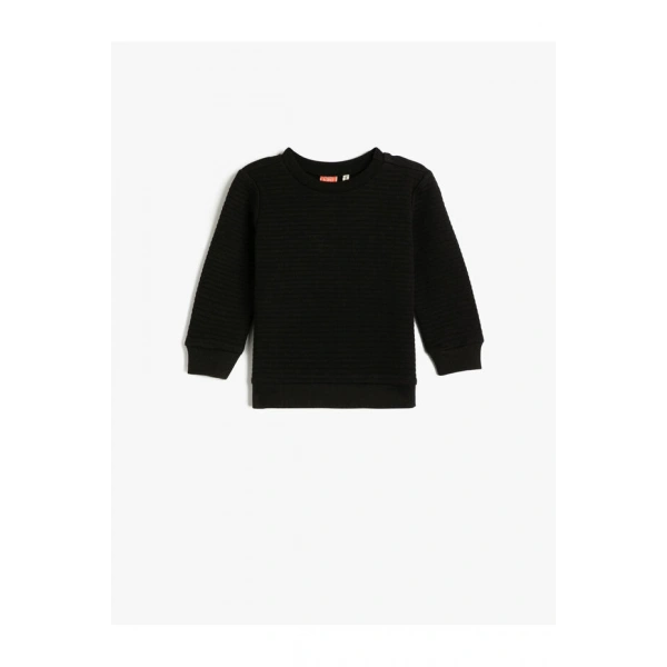 Koton Basic Sweatshirt Dokulu Bisiklet Yaka Pamuklu