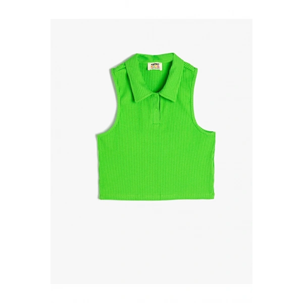 Koton Crop Atlet Polo Yaka Düğmeli Ribanalı Pamuklu