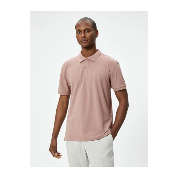 Koton Erkek Polo Yaka Tişört Düğmeli Slim Fit Kısa Kollu