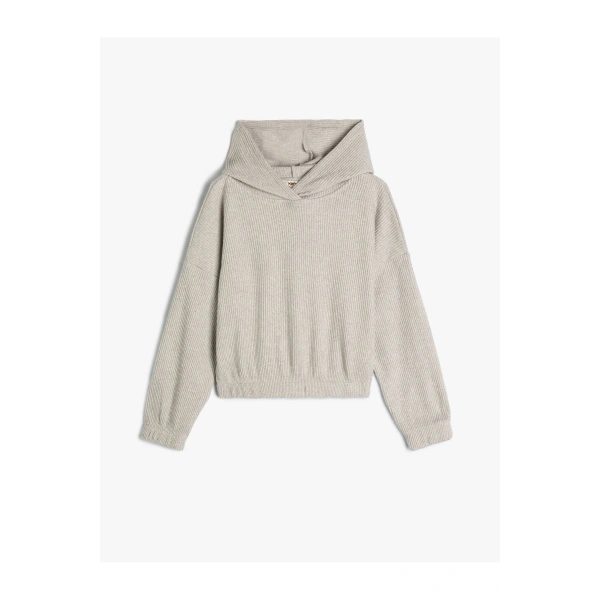 KOTON Kapşonlu Basic Sweatshirt Dokulu Manşetleri Lastikli
