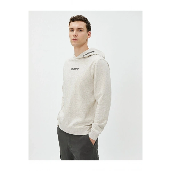 Koton Kapüşonlu Sweat Slogan Baskılı Uzun Kollu Şardonlu