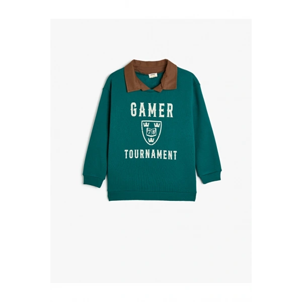 Koton Sweatshirt Baskı Detaylı Uzun Kollu Şardonlu