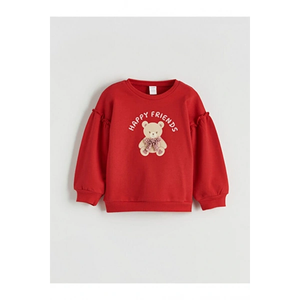 LC Waikiki Ayıcık Baskılı Kız Bebek Sweatshirt
