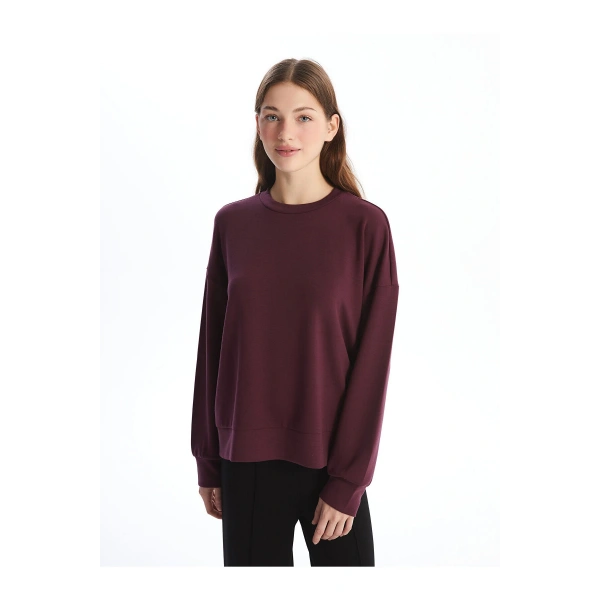 LC Waikiki Bisiklet Yaka Düz Oversize Kadın Sweatshirt