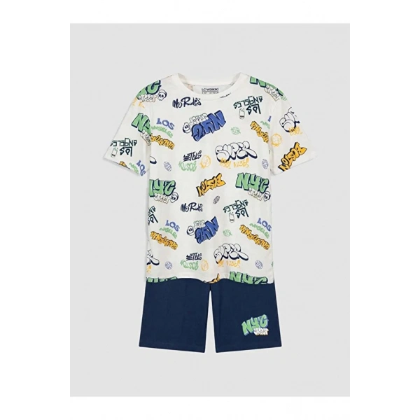 LC Waikiki Bisiklet Yaka Erkek Çocuk Şortlu Pijama Takımı