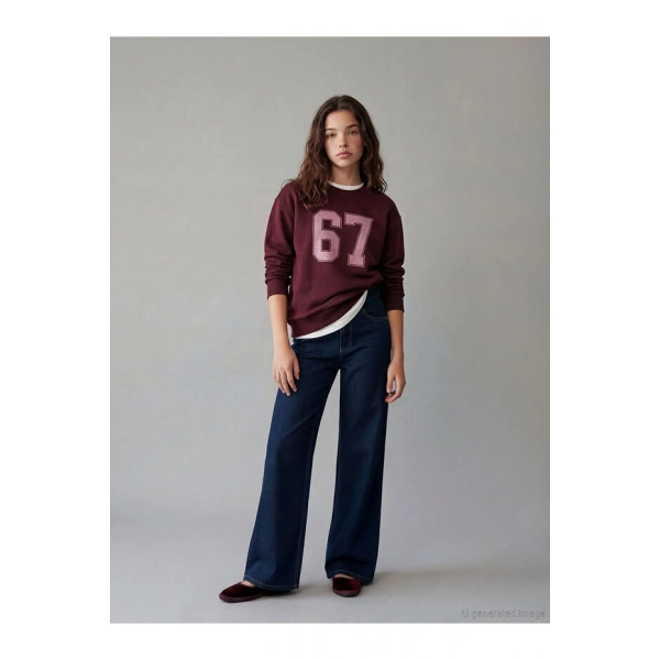 LC Waikiki Indigo Wideleg Kız Çocuk Jean Pantolon