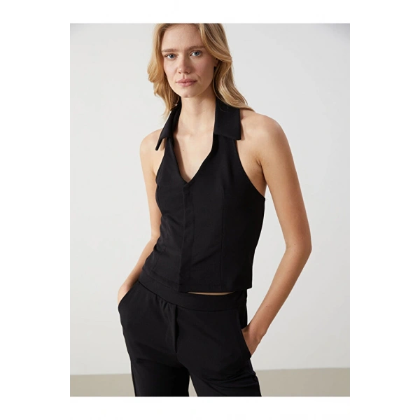 LC Waikiki Kadın Siyah Halter Yaka Klasik Yelek