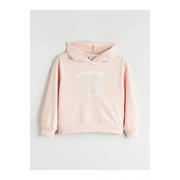 LC Waikiki Kapüşonlu Baskılı Kız Çocuk Sweatshirt