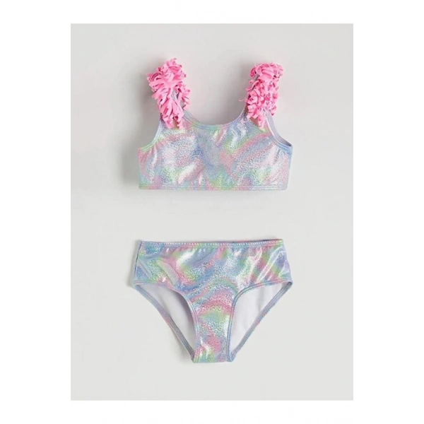 LC Waikiki Karışık Desenli Fırfır Detaylı Kız Çocuk Bikini