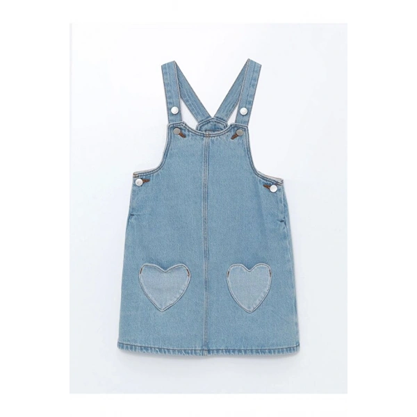 LC Waikiki Kız Bebek Indigo Kare Yaka Jean Elbise