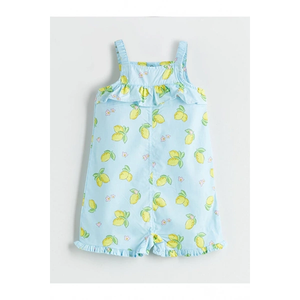 LC Waikiki Kız Bebek Mavi Limon Baskılı Tulum