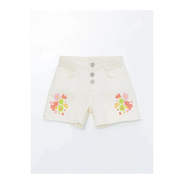 LC Waikiki Kız Çocuk Baskılı Gabardin Şort