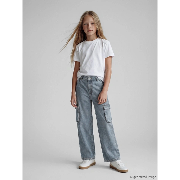 LC Waikiki Kız Çocuk Mavi Wideleg Jean Pantolon