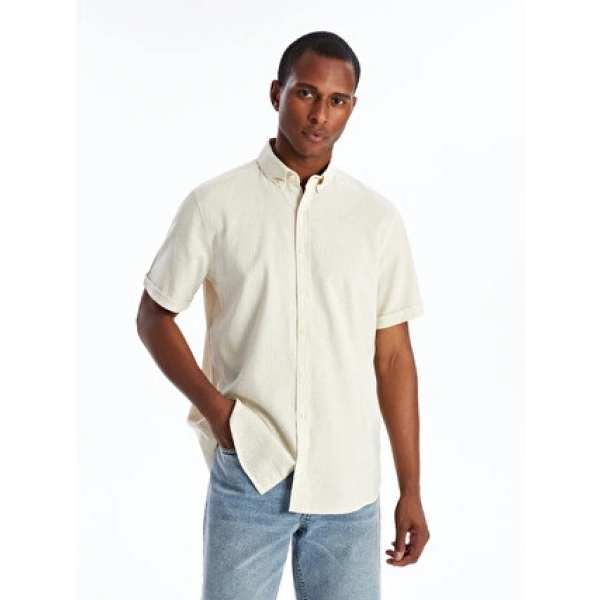 LC Waikiki Regular Fit Kısa Kollu Keten Karışımlı Erkek Gömlek