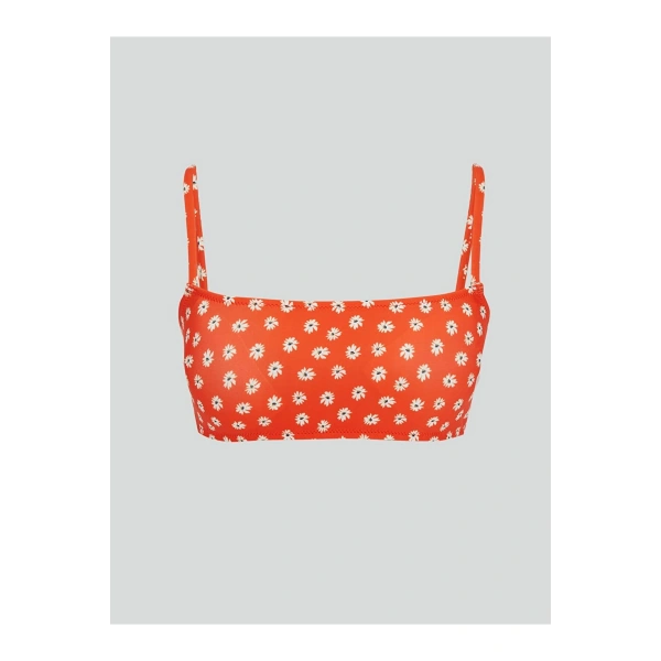 LC Waikiki Turuncu Dolgulu Çiçek Desenli Kadın Bikini Üst