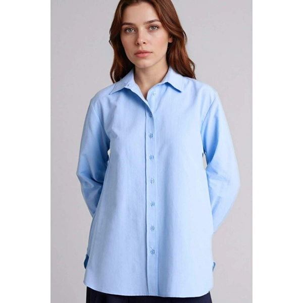 Defacto Relax Fıt Gömlek Yaka Poplin Tunik