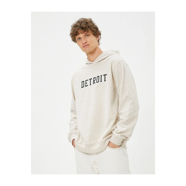 Koton Oversize Hoodie Kolej İşlemeli Uzun Kollu