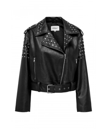 ONLY ONLDESTINY FAUX LEATHER BIKER OTW Zımba İşlemeli Suni Deri Biker Ceket