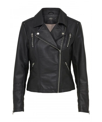 ONLY 15153079 Onlgemma Faux Leather Bıker Otw Noos Kadın Deri Mont