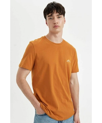 DEFACTO Bisiklet Yaka Baskılı Kısa Kollu T-shirt