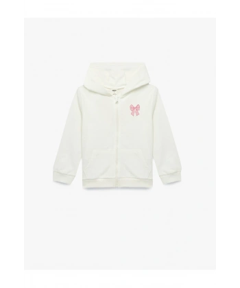KOTON Kız Bebek Uzun Kollu Kapşonlu Pamuklu Şardonlu Sweatshirt