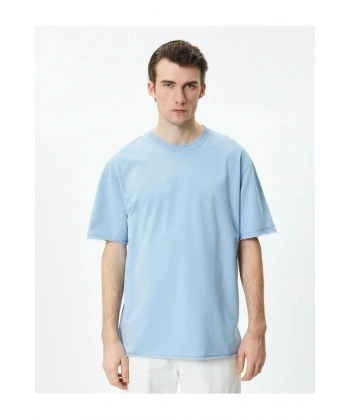 KOTON Erkek Oversize Bisiklet Yaka Kısa Kollu Pamuklu T-shirt