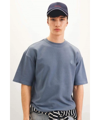 DEFACTO %100 Pamuk Comfort Regular Fit Rahat Kalıp Bisiklet Yaka Baskılı Kısa Kollu T-Shirt