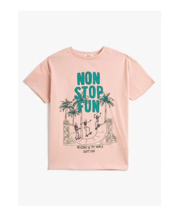 KOTON Baskılı Pembe Erkek Çocuk T-Shirt
