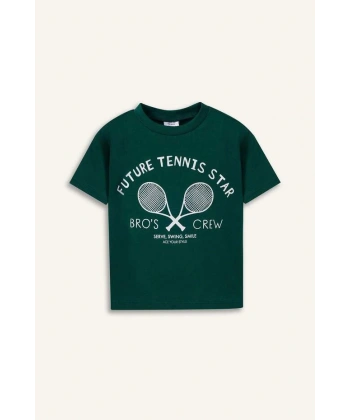 DEFACTO Erkek Bebek Bisiklet Yaka Baskılı Kısa Kollu T-shirt