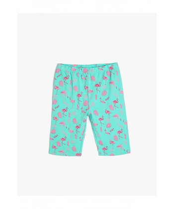 KOTON Kız Çocuk Kısa Tayt Flamingo Baskılı Pamuklu