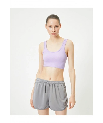 KOTON Spor Yarım Atlet Dikişsiz Fitilli Slim Fit Kapsız