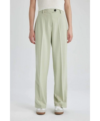 DEFACTO Kadın Klasik Basic Düz Geniş Bol Paça Yüksek Bel Pantalon