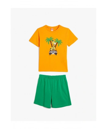 KOTON Erkek Bebek Şort Tişört Takım Baskılı Pamuklu 2li Set