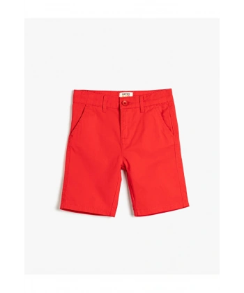 KOTON Erkek Çocuk Basic Chino Cepli Pamuklu Beli Ayarlanabilir Lastikli Şort