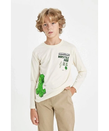 DEFACTO Erkek Çocuk Bisiklet Yaka Uzun Kollu T-shirt