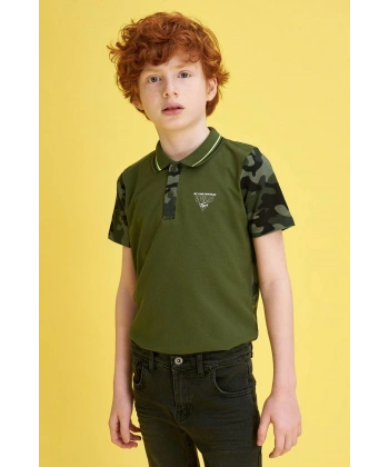 DEFACTO Erkek Çocuk Regular Fit Polo Yaka Baskılı Kısa Kollu Polo T-shirt