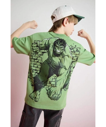 DEFACTO Erkek Çocuk Bisiklet Yaka Sırt Baskılı Kısa Kollu T-shirt