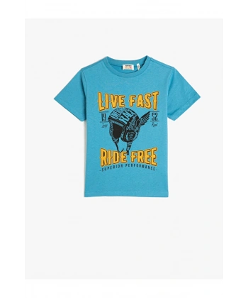 KOTON Kısa Kollu Bisiklet Yaka Pamuklu T-shirt