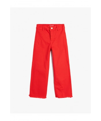 KOTON Kız Çocuk Bol Paça Cepli Pamuklu Wide Leg Jean