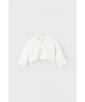 NAME IT Kız Bebek Örme %100 Organik Pamuklu Beyaz Bolero