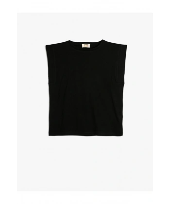KOTON Kız Çocuk Siyah Kolsuz T-shirt