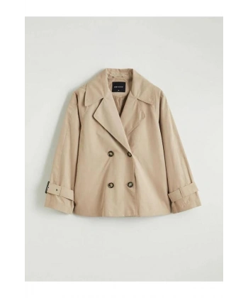 LC Waikiki Kadın Kruvaze Yaka Oversize Kadın Trençkot