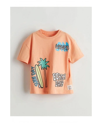 LC Waikiki Erkek Çocuk Turuncu Bisiklet Yaka Tişört