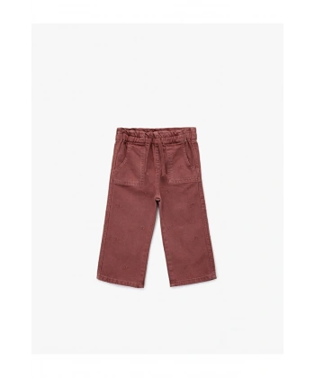 KOTON Kız Çocuk Pamuklu Loose Fit Beli Bağcıklı Cepli Denim Pantolon