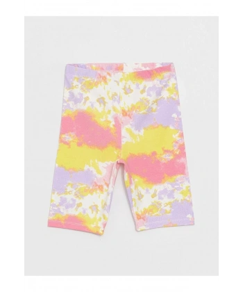 LC Waikiki Kız Çocuk Beli Lastikli Batik Desenli Kısa Tayt